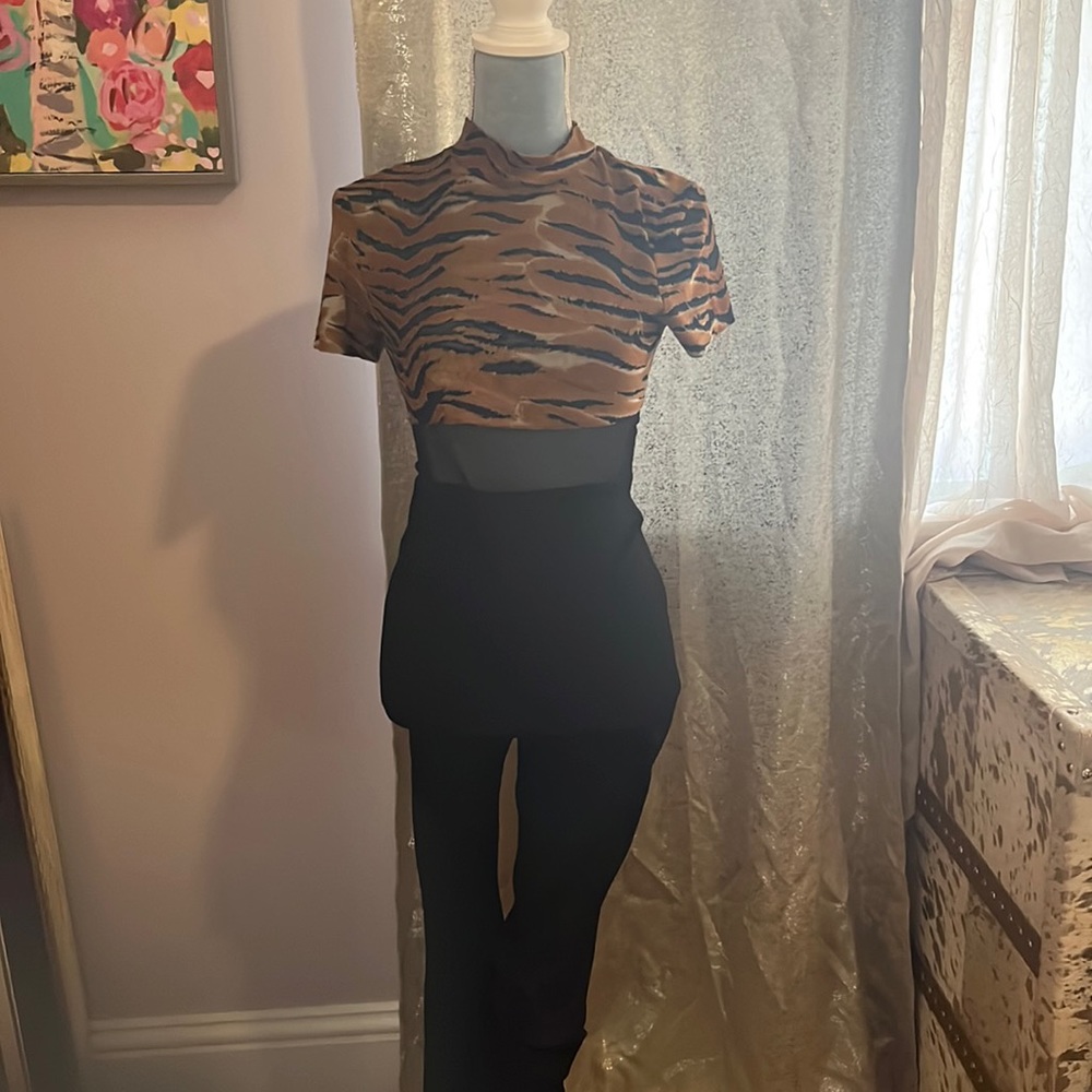 Vintage Cache Animal Print Jumpsuit One Piece 80’s Style